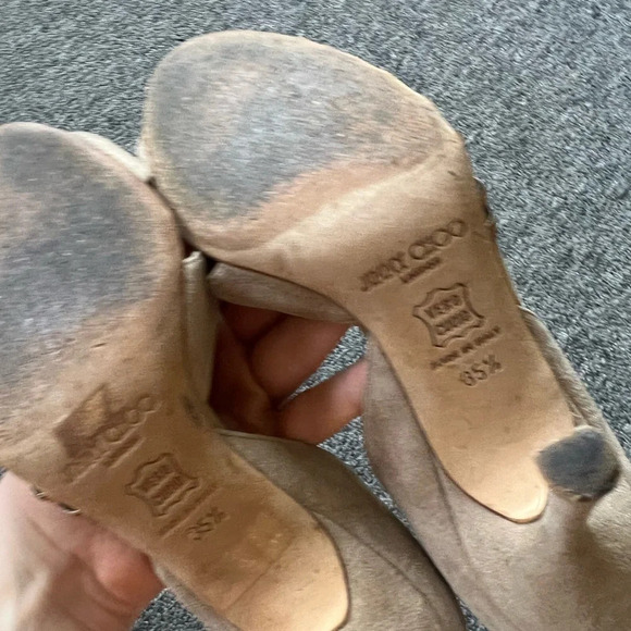 Jimmy Choo Suede Peep Toe Heels, size 35.5 - Picture 8 of 8